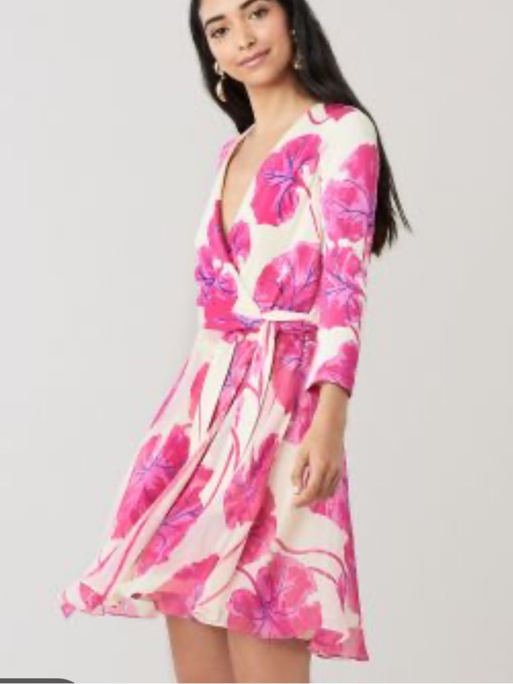 Diane Von Furstenberg Pink Floral Wrap Mini Dress